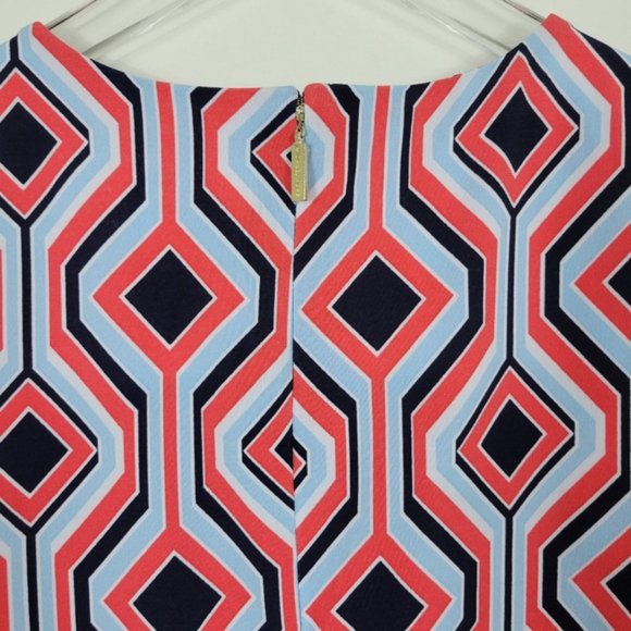 Michael Kors Red Blue Geometric Sleeveless Dress - Picture 7 of 7